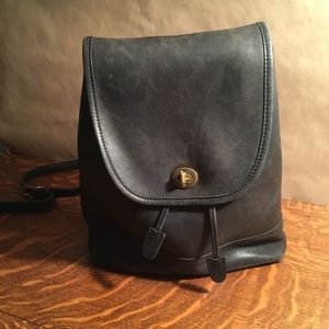 Coach black leather backpack